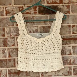 Francesca's Mable Ivory Crochet Tank Top